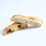 Blueberry Biscotti Dipped In Bavarian White Chocolate