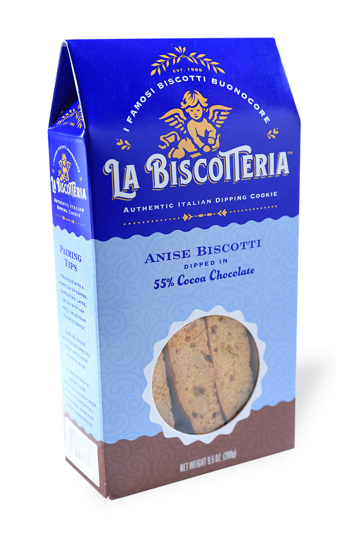 Anise Biscotti Dipped in 55% Cocoa Chocolate